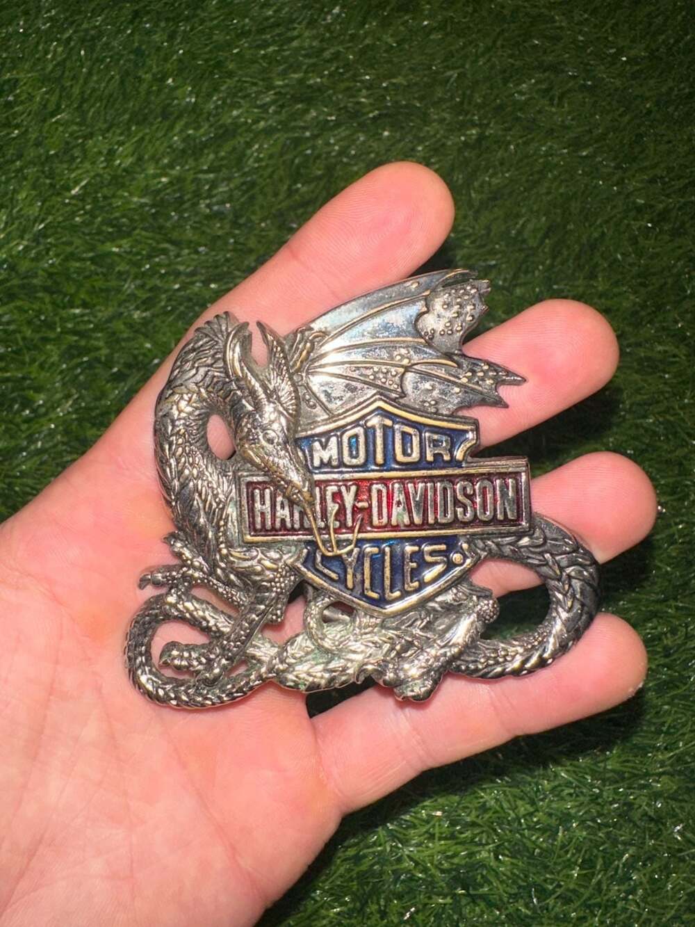 Vintage 1983 Harley-Davidson Dragon Solid Brass Belt Buckle by Baron H520